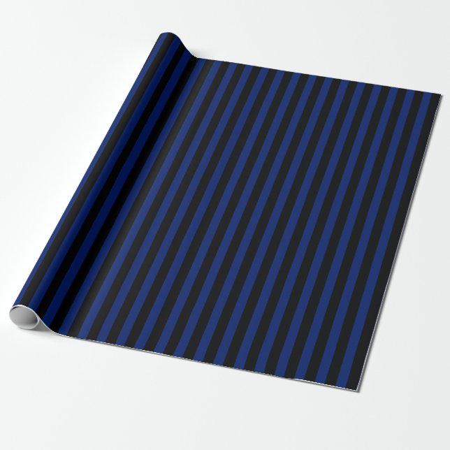 Blue and black candy stripes wrapping paper (Unrolled)