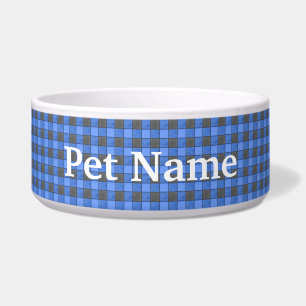 Blue and Black Check Pet Bowl - Custom