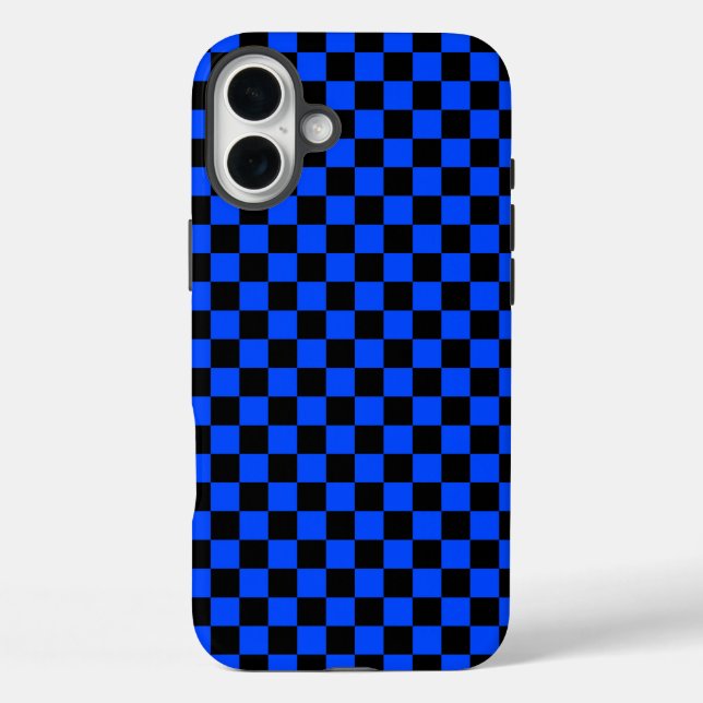 Blue and black checkerboard pattern Case-Mate iPhone case (Back)