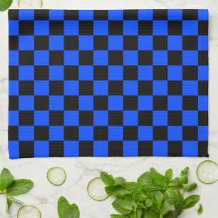 Blue and black checkerboard pattern kitchen towel