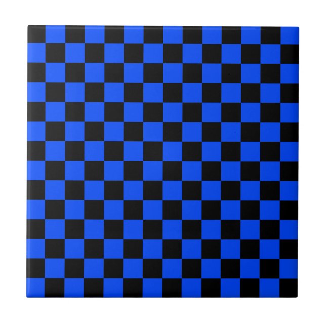 Blue and black checkerboard pattern tile (Front)
