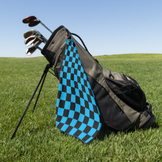 Blue and Black Checkered Print Golf Towel