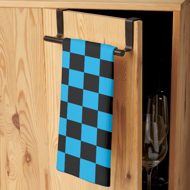 Blue and Black Chequered Print Kitchen Towel (Thirds Fold)