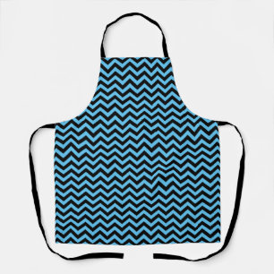 Blue And Black Chevron Pattern Apron