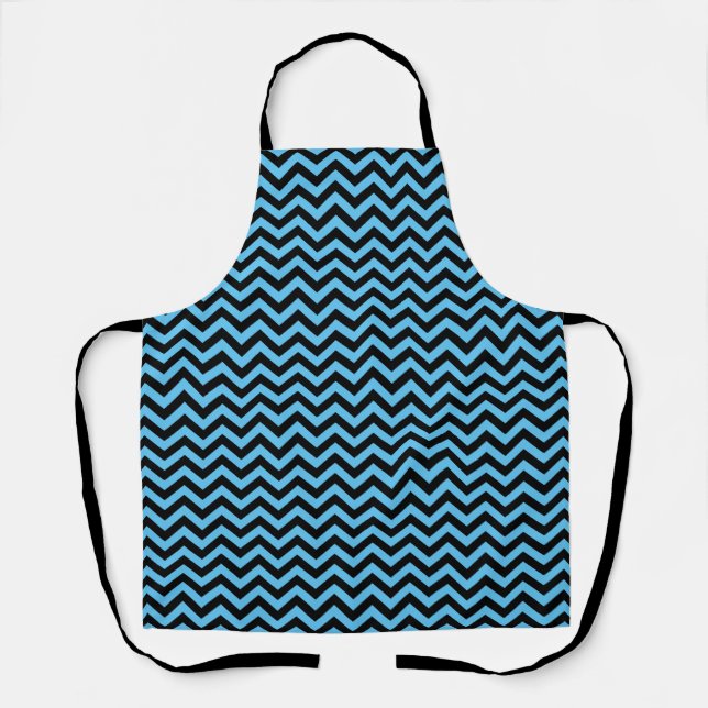 Blue And Black Chevron Pattern Apron (Front)