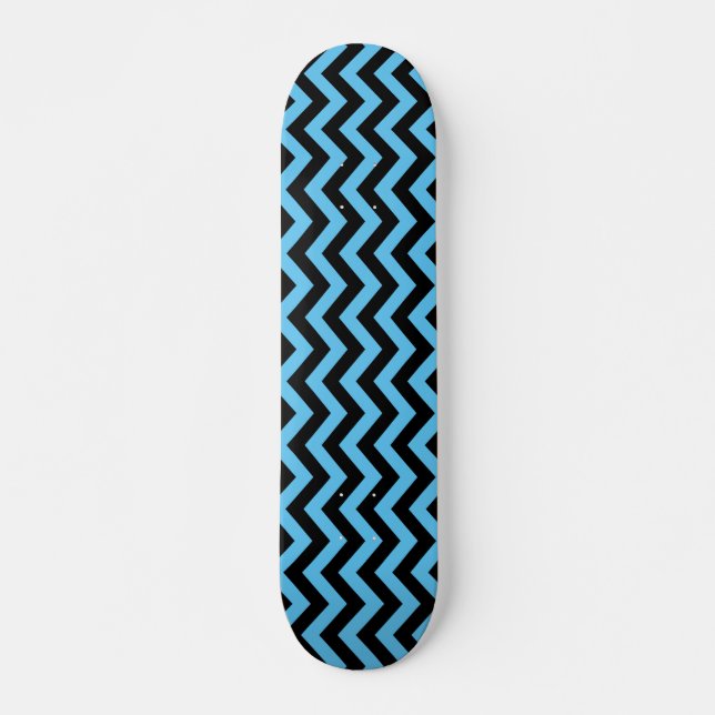 Blue And Black Chevron Pattern Skateboard (Front)