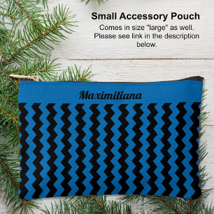 Blue and Black Chevrons - SMALL Accessory Pouch
