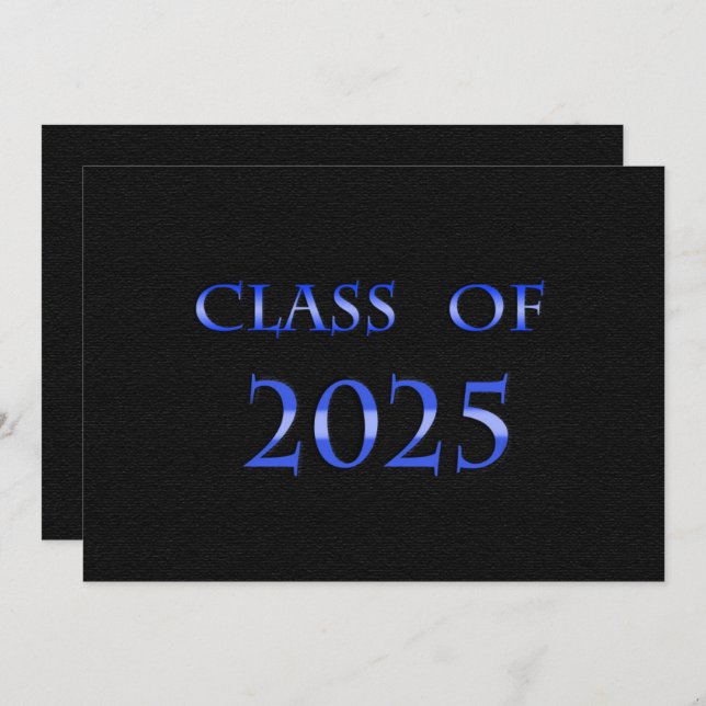 Blue and Black Class of 2025 Graduation Party Invitation (Front/Back)