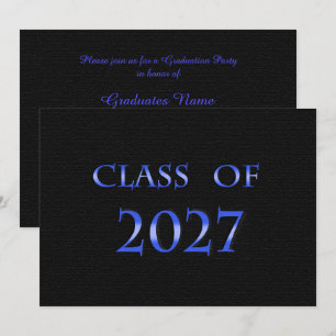 Blue and Black Class of 2027 Graduation Party Invitation