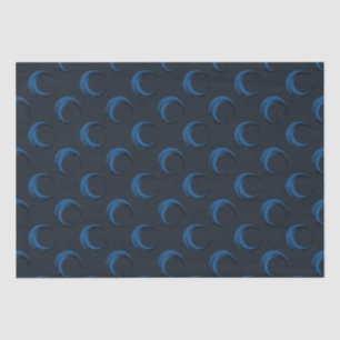 Blue and Black Crescent Moons Pattern Halloween Tissue Paper
