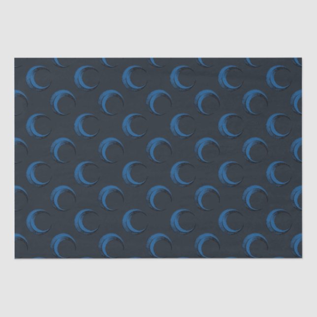 Blue and Black Crescent Moons Pattern Halloween Tissue Paper (Front)