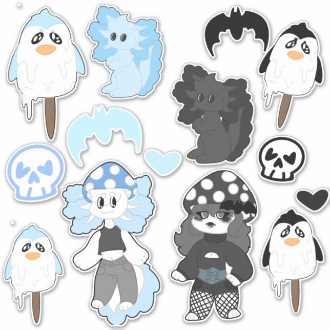 Blue and Black decal sticker sheet (Front)