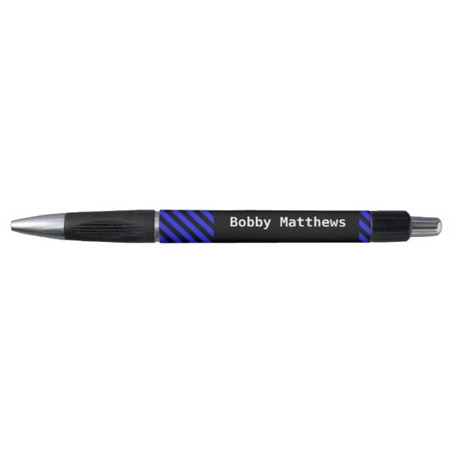 Blue and black diagonal stripes pen (Front)