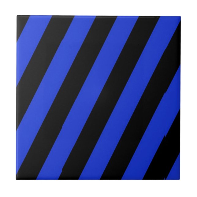 blue and black diagonal stripes tile (Front)