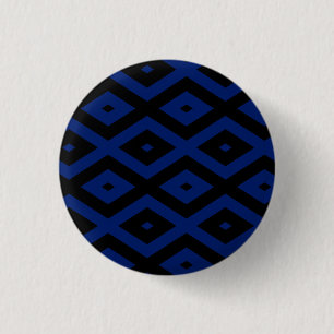 Blue and black diamond pattern 1 inch round button