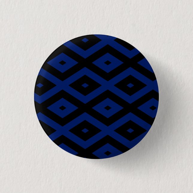 Blue and black diamond pattern 1 inch round button (Front)