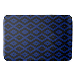 Blue and black diamond pattern bath mat