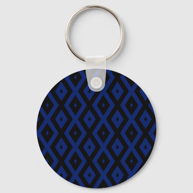 Blue and black diamond pattern keychain (Front)