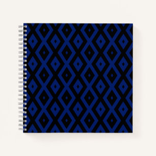 Blue and black diamond pattern notebook