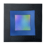 Blue and Black Dichroic Fused Glass Look Tile<br><div class="desc">This design may be personalized by choosing the customize option to add text or make other changes. If this product has the option to transfer the design to another item, please make sure to adjust the design to fit if needed. Contact me at colorflowcreations@gmail.com if you wish to have this...</div>