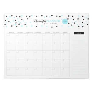 Blue and Black Dots Monthly Planner Notepad