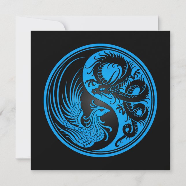 Blue and Black Dragon Phoenix Yin Yang (Front)