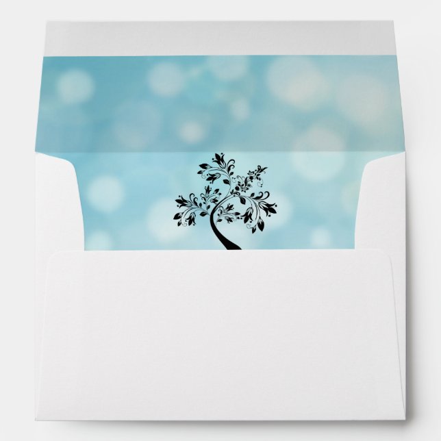 Blue and Black Elegant Tree Envelopes (Back (Bottom))
