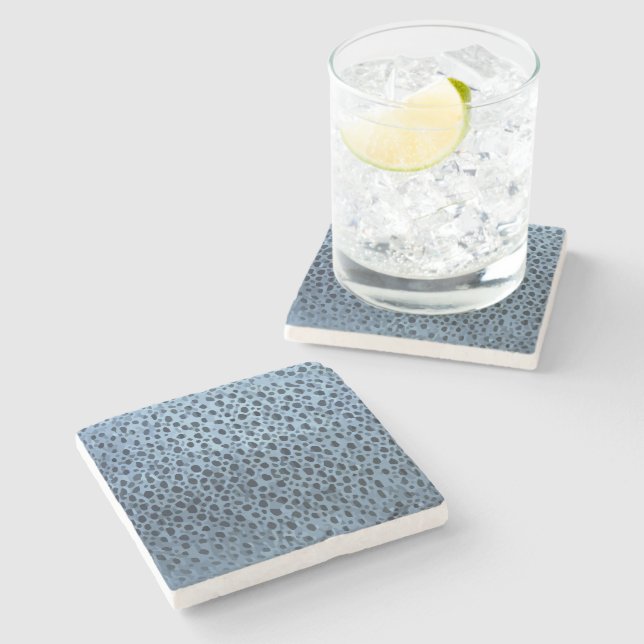 Blue and Black Fish Print  Stone Coaster (Side)