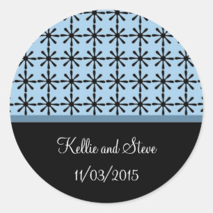 Blue and Black Floral Pattern Save the Date Classic Round Sticker
