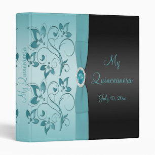 Blue and Black Floral Quinceanera Binder