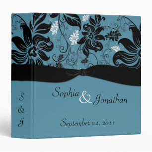 Blue and Black Floral Wedding Binder