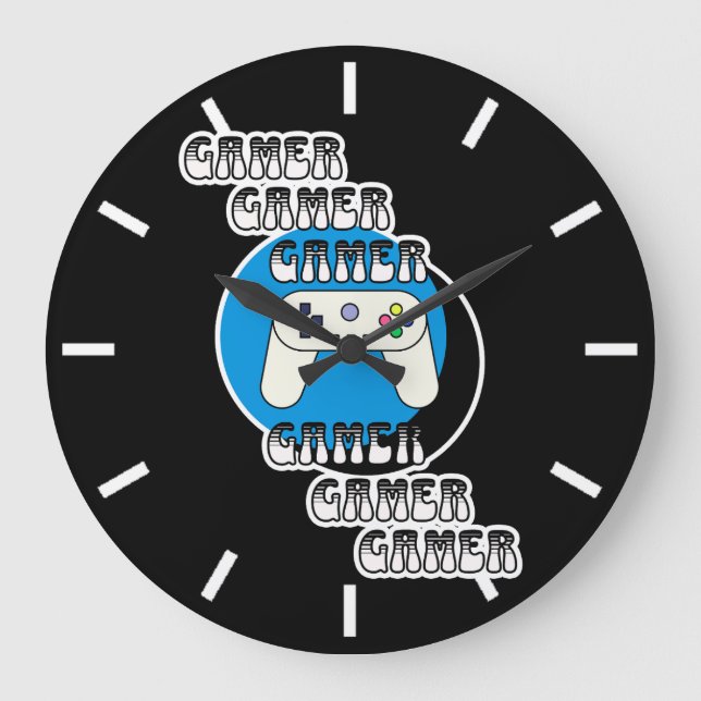Blue and Black Gamer | Video Controller Large Clock (Front)