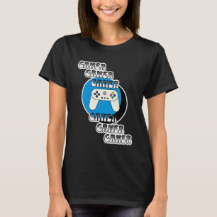 Blue and Black Gamer   Video Controller T-Shirt