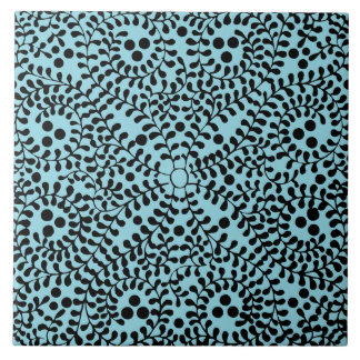 Blue and Black Geometric Designed Ceramic Tile