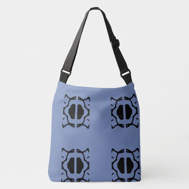 Blue and Black Geometrical Pattern Crossbody Bag (Front)