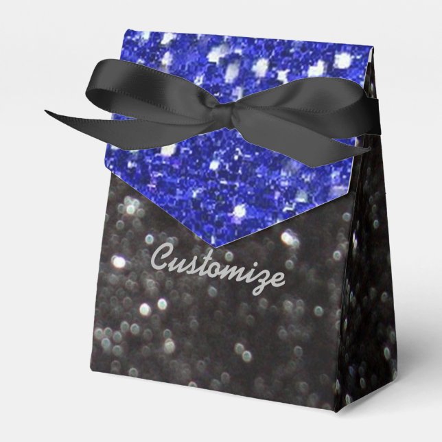 Blue and Black Glitter Pattern Favour Box (Front Side)