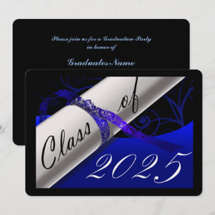 Blue and Black Graduation Party Invitation