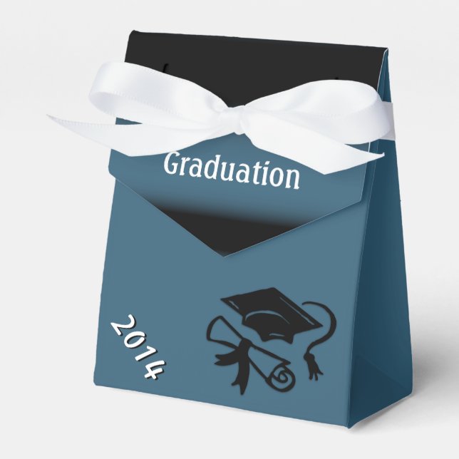 Blue and Black Graduation Personalized Favour Box (Front Side)