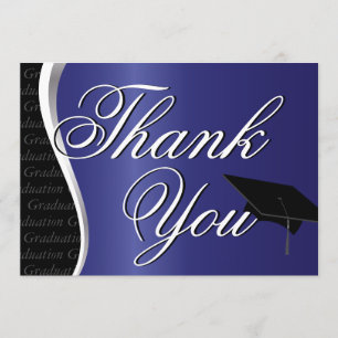 Blue and Black Graduation Thank You Card