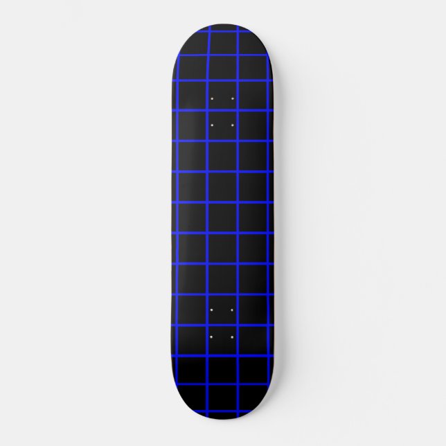 Blue and Black Grid Pattern Skateboard Deck (Front)