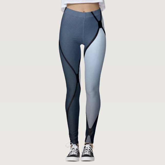 Blue and Black Harlequin Leggins Leggings (Front)