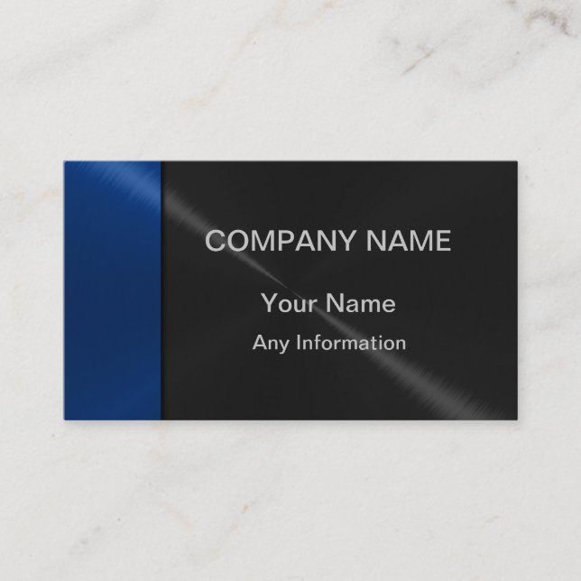 Blue and Black Luxury Metallic Business Card (Front)
