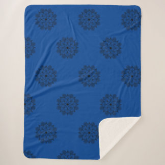 Blue and black mandala Sherpa Blanket