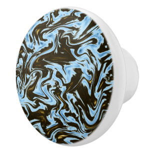 Blue And Black Marble Effect, Ceramic Knob