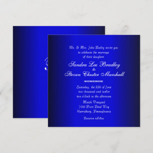 Blue and Black Modern Wedding Invitation