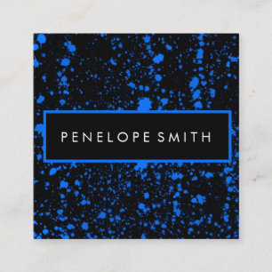 Blue and Black Paint Splatter Beauty Stylist Squa Square Business Card