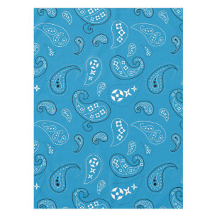 Blue and Black Paisley Western Bandana Print Tablecloth