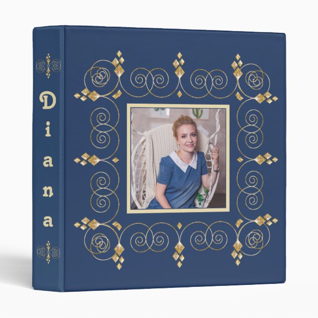 Blue and black, personalized binder (Front/Spine)