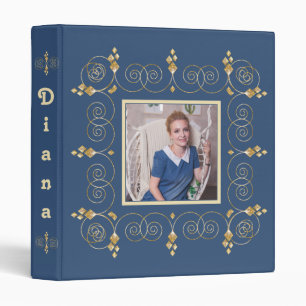 Blue and black, personalized binder