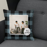 Blue And Black Plaid Best Grandpa Gift With Photo Throw Pillow<br><div class="desc">This Blue and Black Plaid Best Grandpa Gift is a thoughtful and unique way to show your appreciation and love for your grandpa.The frame is made of a high-quality, blue and black plaid fabric that gives it a rustic and charming feel. The words "Best Grandpa" are embroidered onto the fabric...</div>